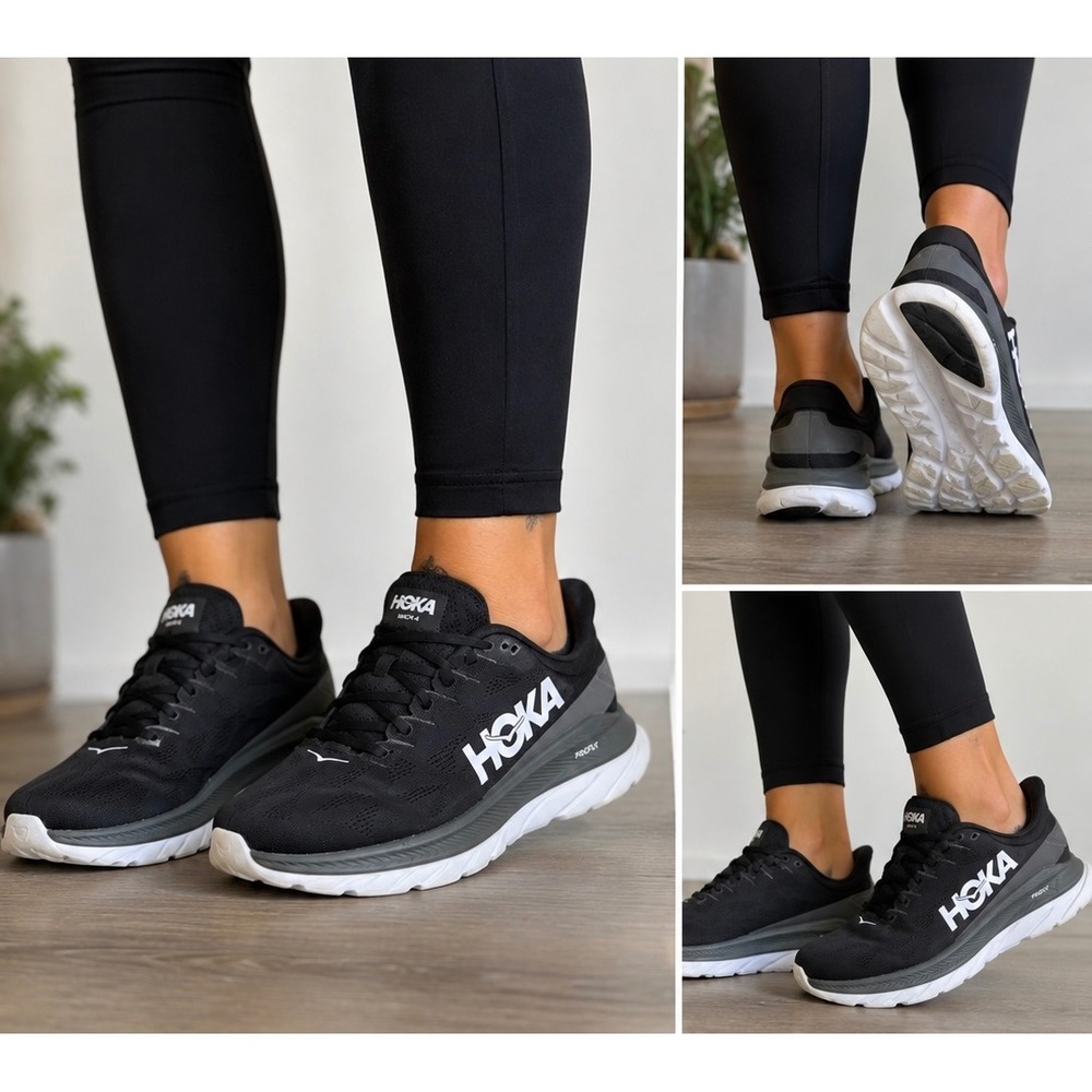 Hoka One One Mach 4 Womens Running Shoes Black Dark Shadow 1113529 US 9B